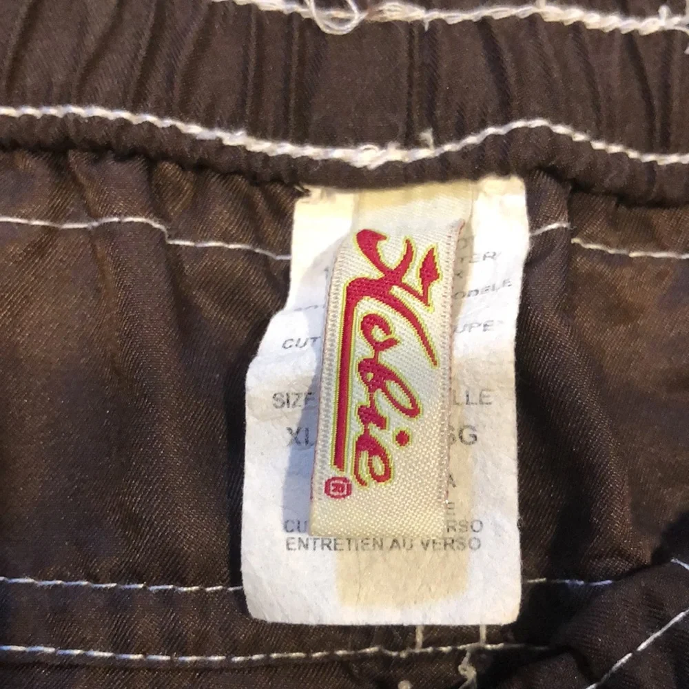 VINTAGE Y2K HOBIE ATHLETIC SHORTY SHORTS BROWN WHITE SIZE XL